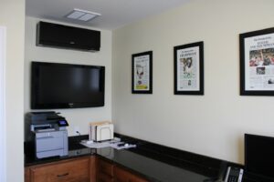 Mitsubishi Electric ductless wall mounted unit installed in a home office in Saugus, MA.