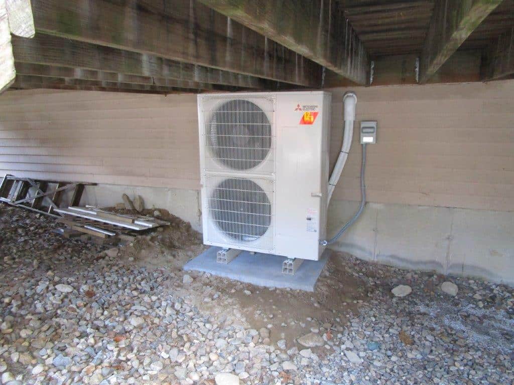 Mitsubishi outdoor ductless HVAC unit in North Reading, MA