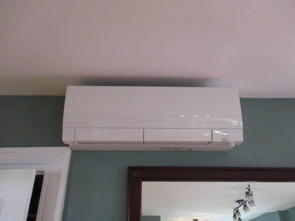 Mitsubishi Electric ductless mini split installed in second-floor bedroom.