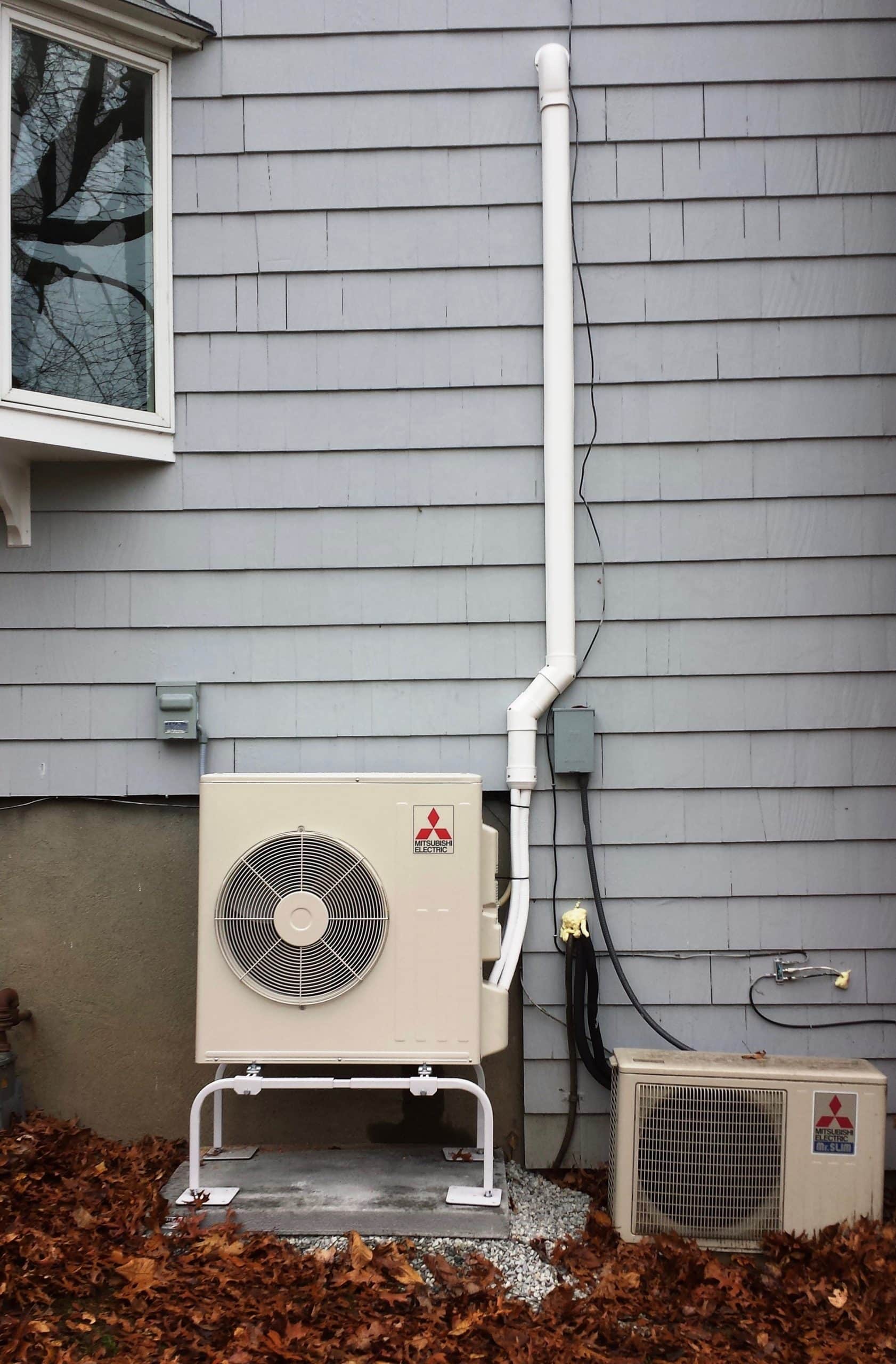 Outdoor heat pump for Mitsubishi Hyper-Heating system.