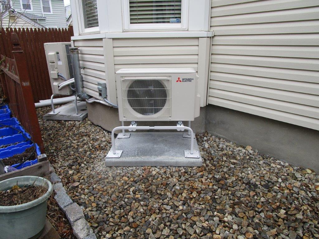 Outdoor unit for ductless HVAC unit installation in Malden, MA