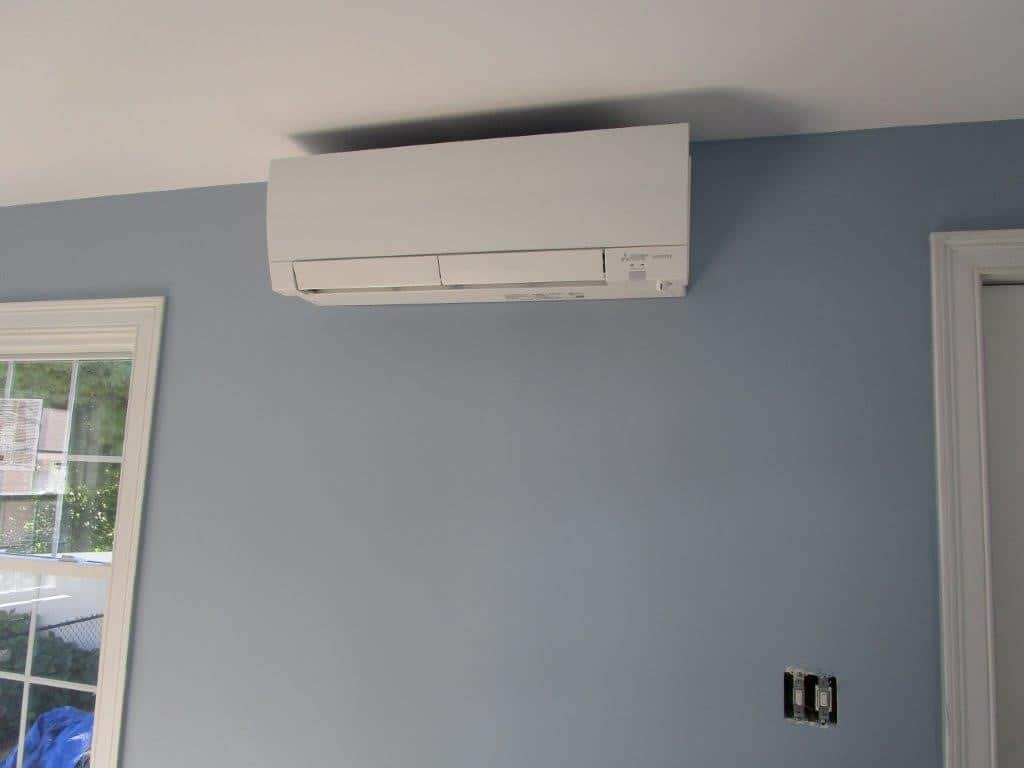 Ductless AC in a cape-style home in Brighton, MA.