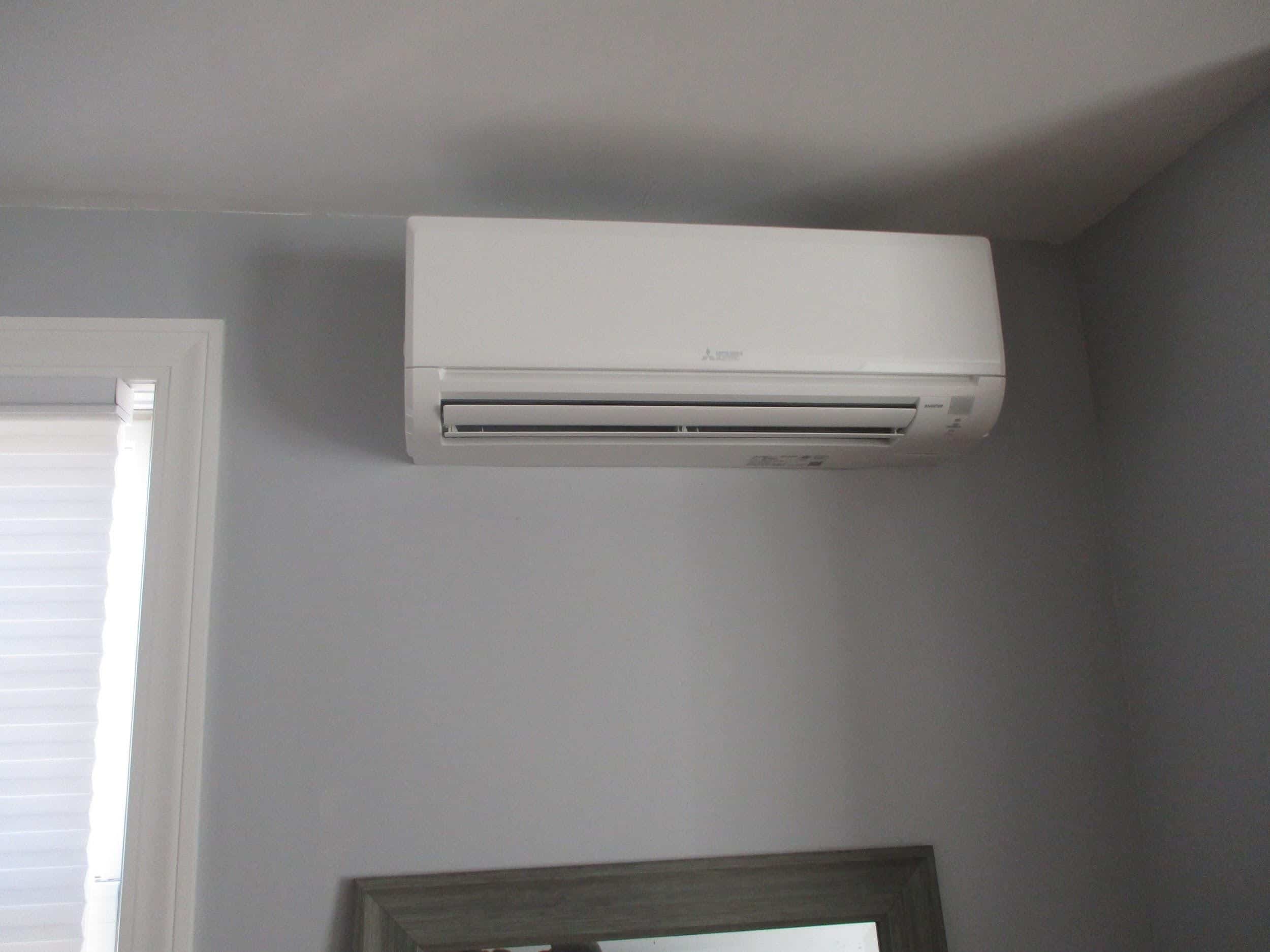 Example of an indoor ductless AC unit installed in a Hamilton, MA, home.