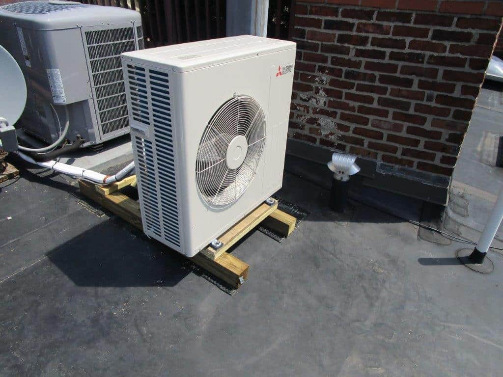 Outdoor ductless system installation.