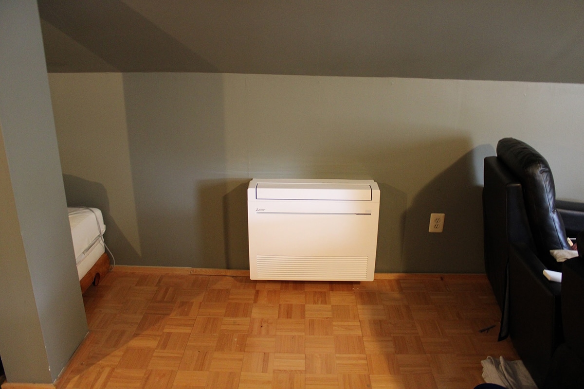 Floor mounted AC for Mitsubishi ductless system.