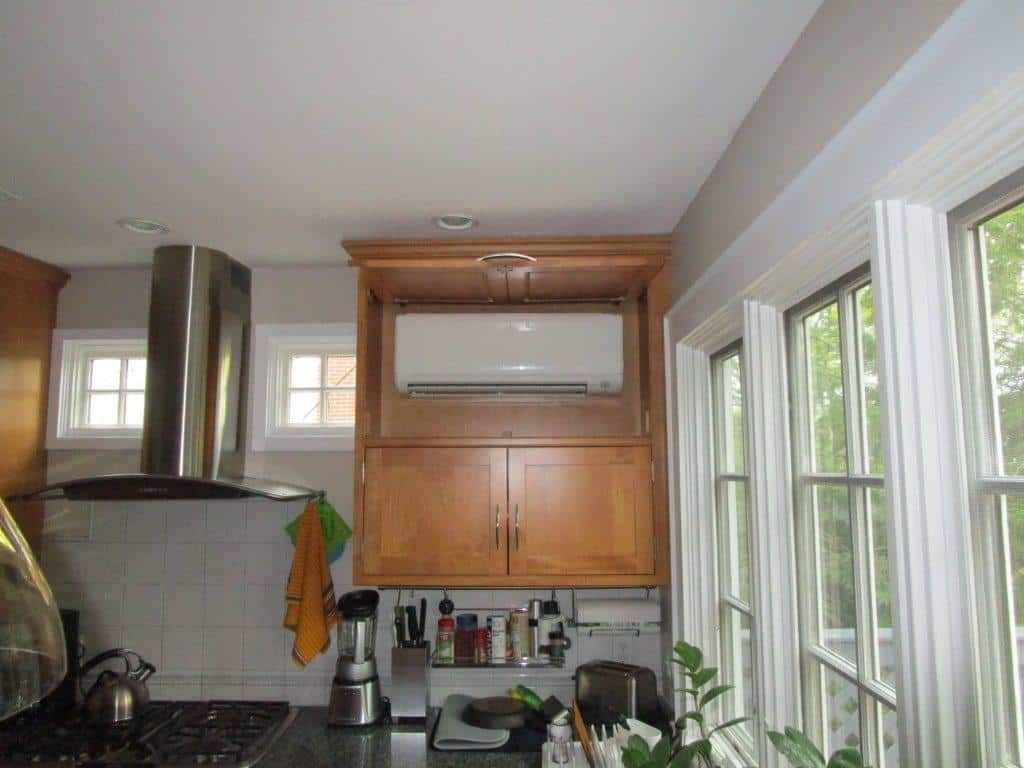 Ductless panels supplement radiator heat in Belmont, MA colonial home