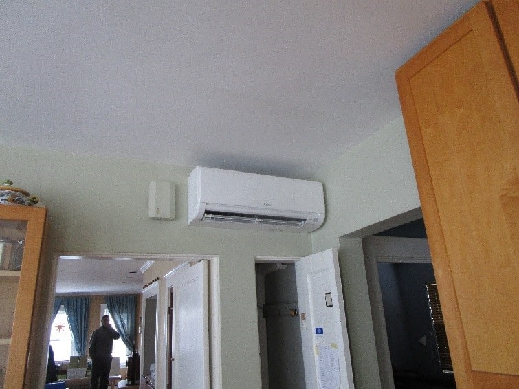 Multi-family home gets Mitsubishi ductless heating and cooling with Hyper-Heating technology.