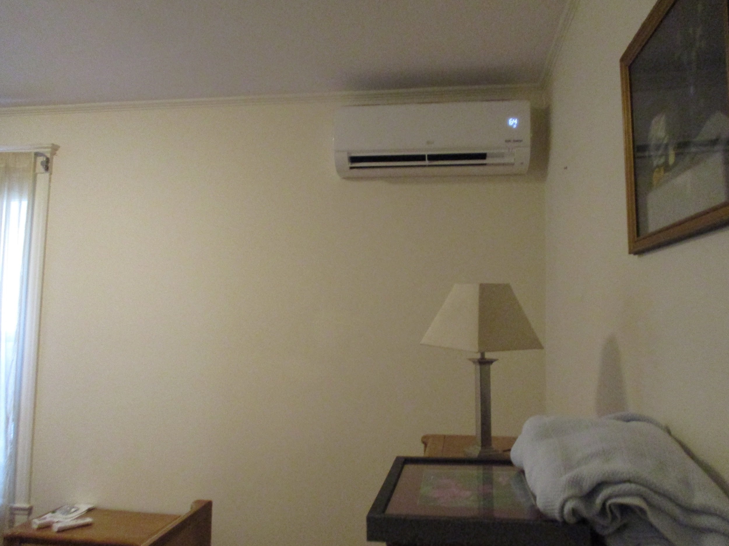 Indoor LG walls AC unit installed for ductless system.