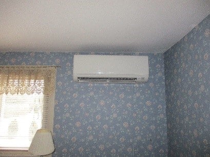 Indoor installation of ductless air conditioning unit in Andover.