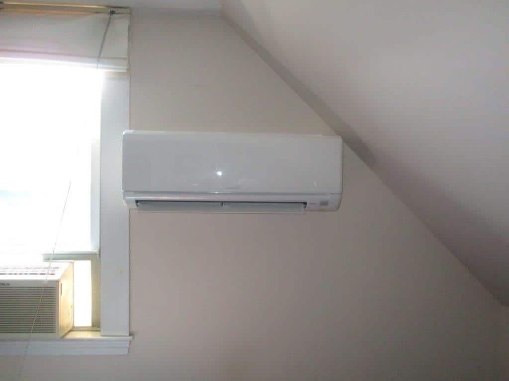 Example of a Mitsubishi ductless AC installed in Waltham home.