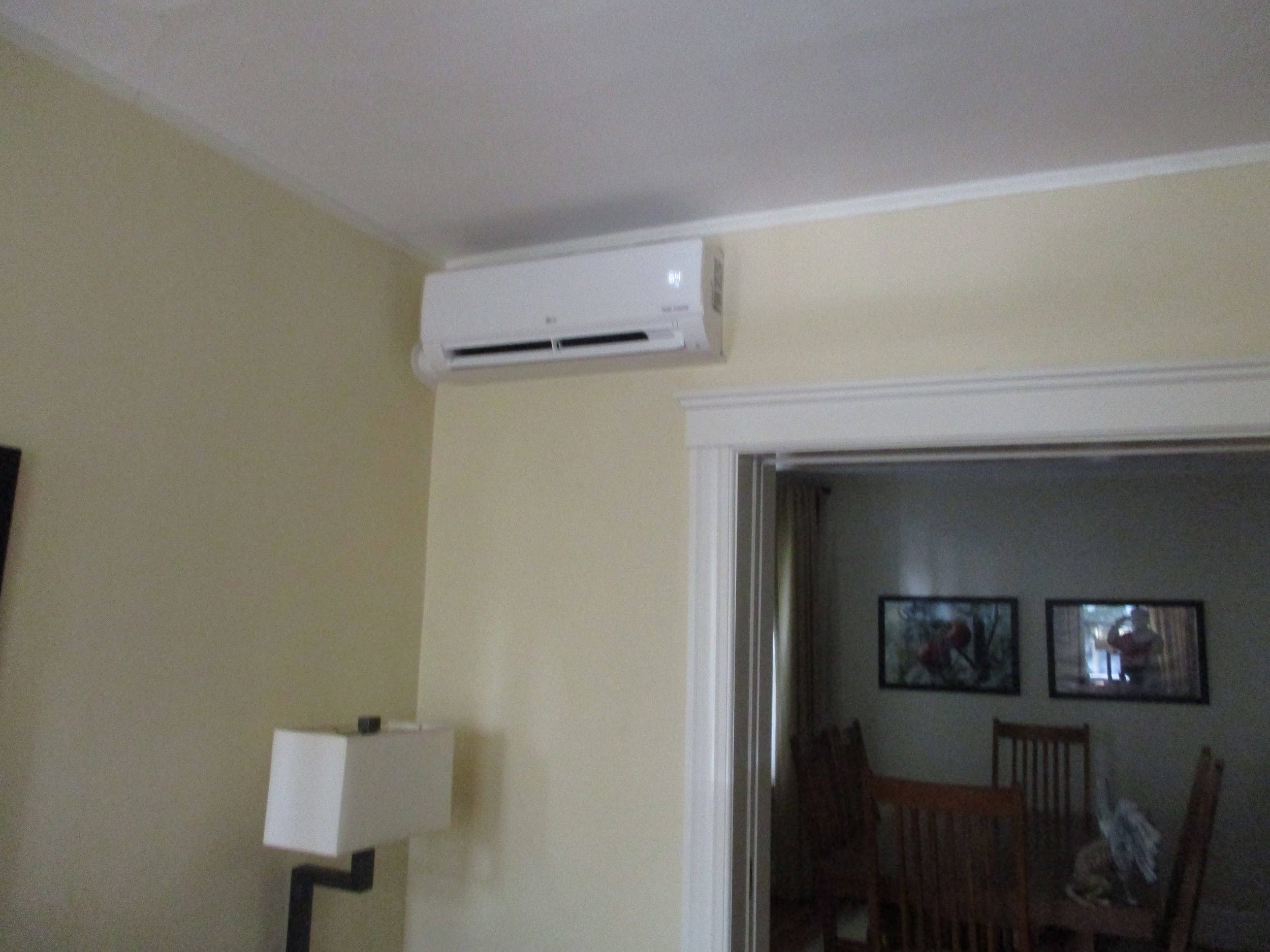 Example of an LG ductless wall AC installed in Brookline home.