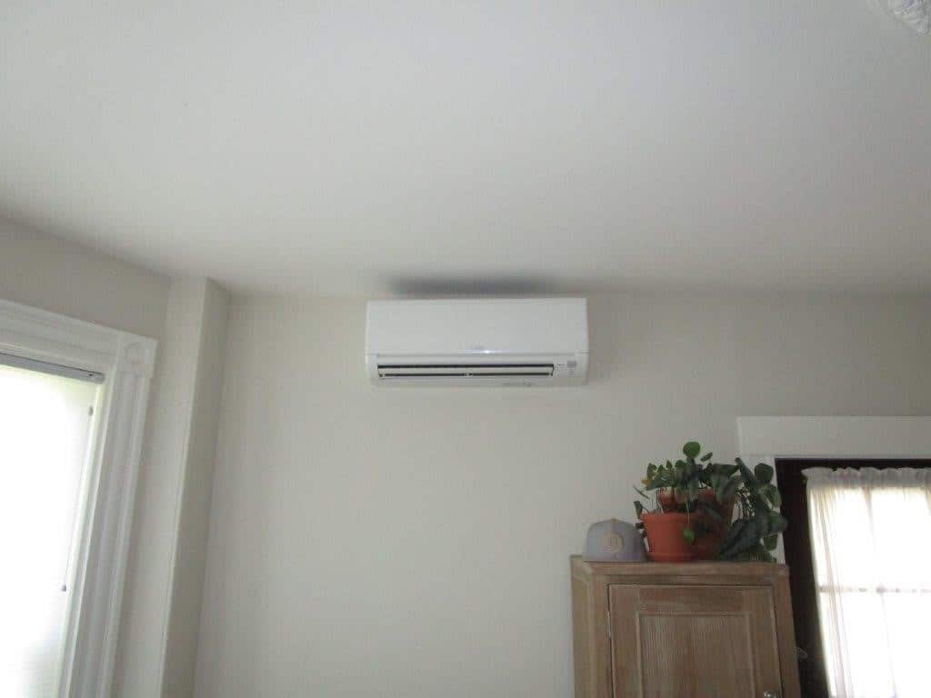 Mitsubishi ductless air handler for ductless AC system in Boston.