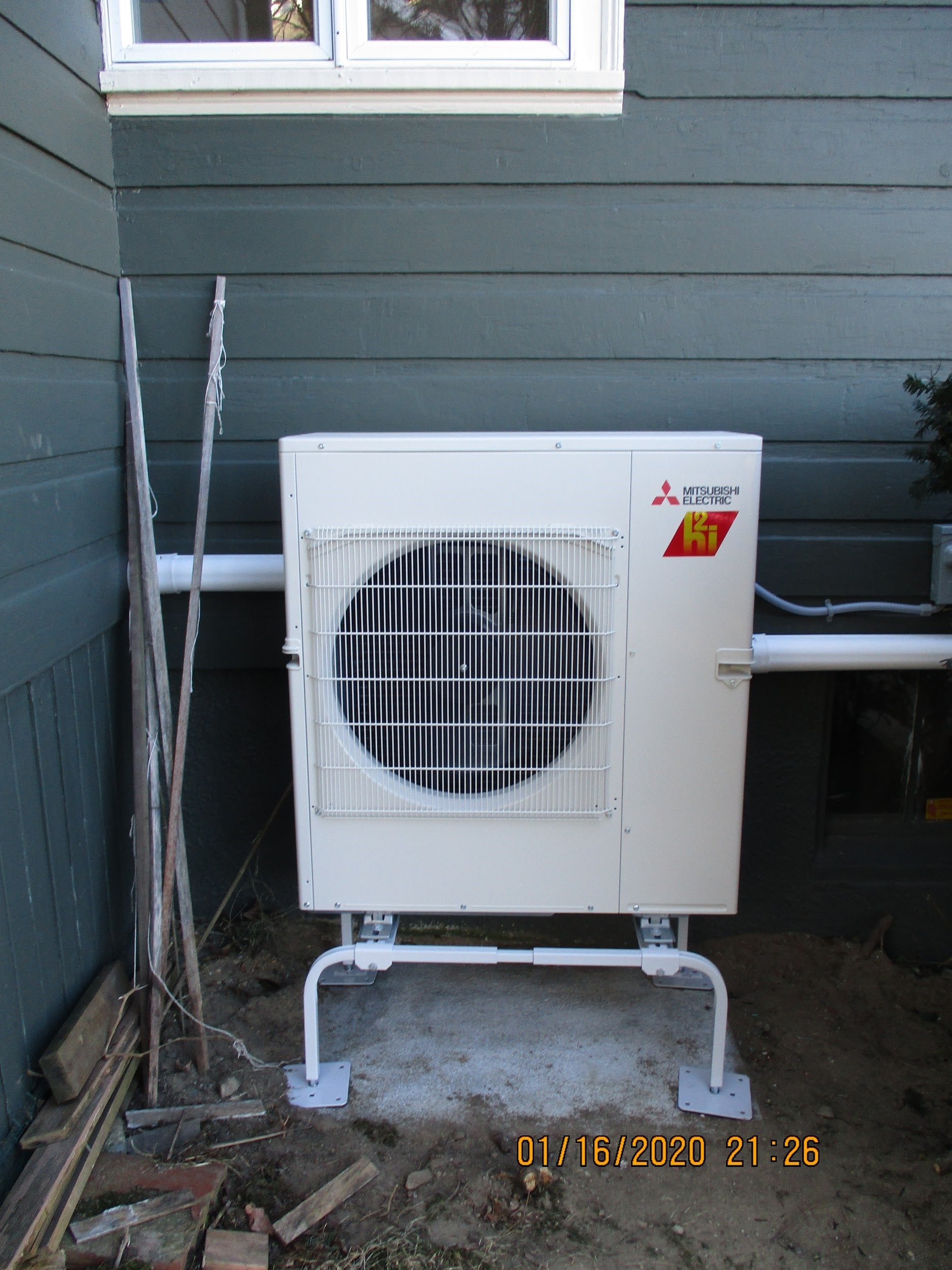 Outdoor AC and heat pump condenser installed in MA.