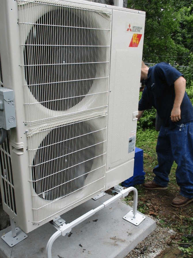 Outdoor air condenser unit installed in Boston, MA.