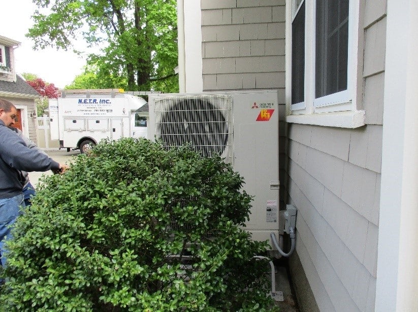 Outdoor heat pump with Hyper-Heating technology in Needham, MA