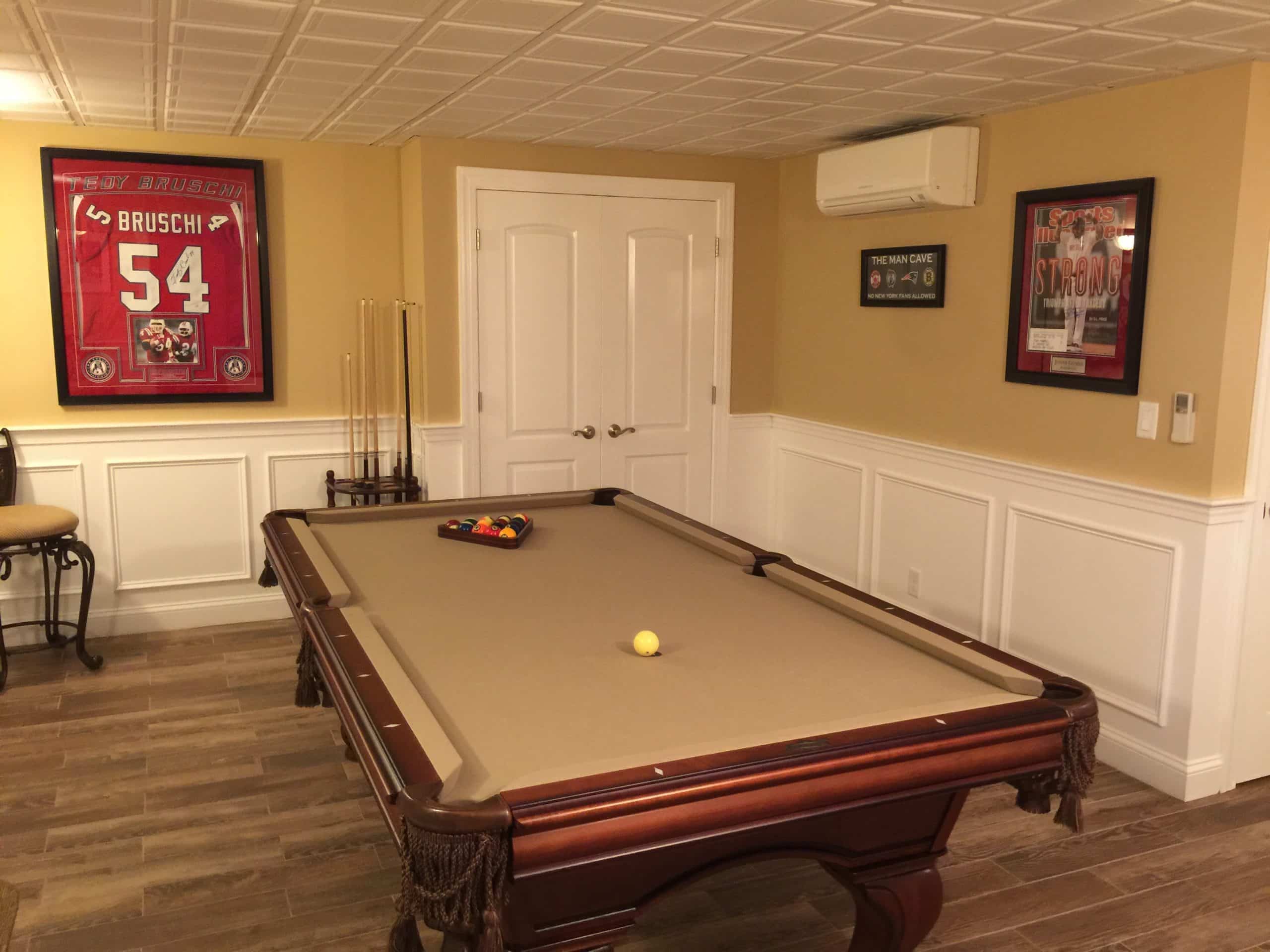 Ductless heating and cooling in a Saugus man cave.