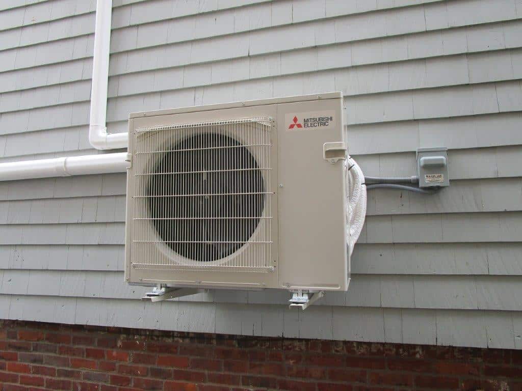 Outdoor ductless heating and cooling example.