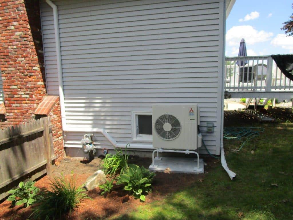 Outdoor condenser for Mitsubishi ductless unit in Lynn MA