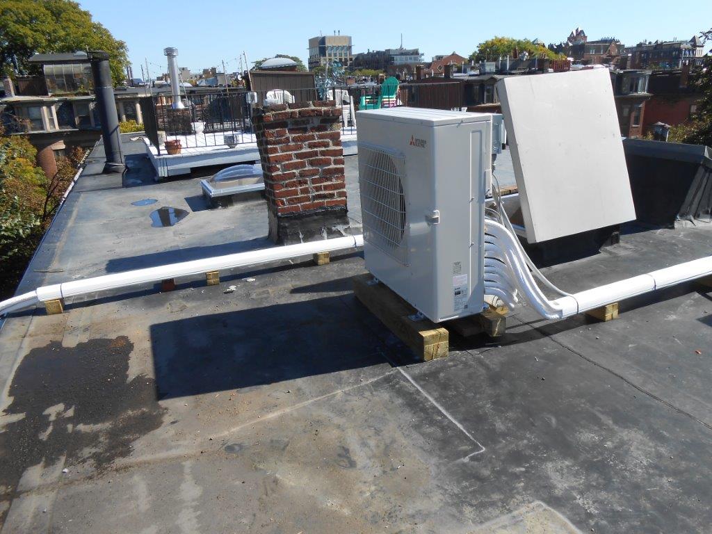 Mitsubishi ductless rooftop condenser gives Boston Brownstone all-year comfort