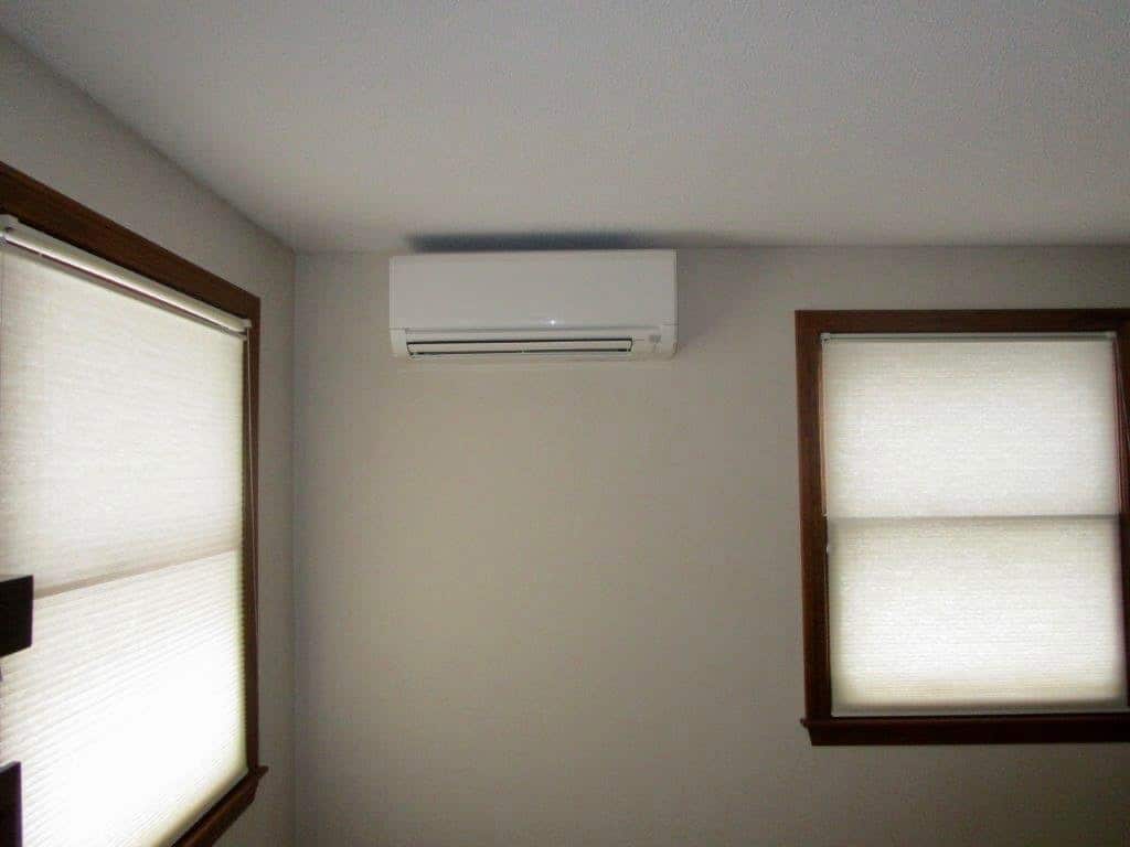 Indoor wall unit installation for ductless unit.