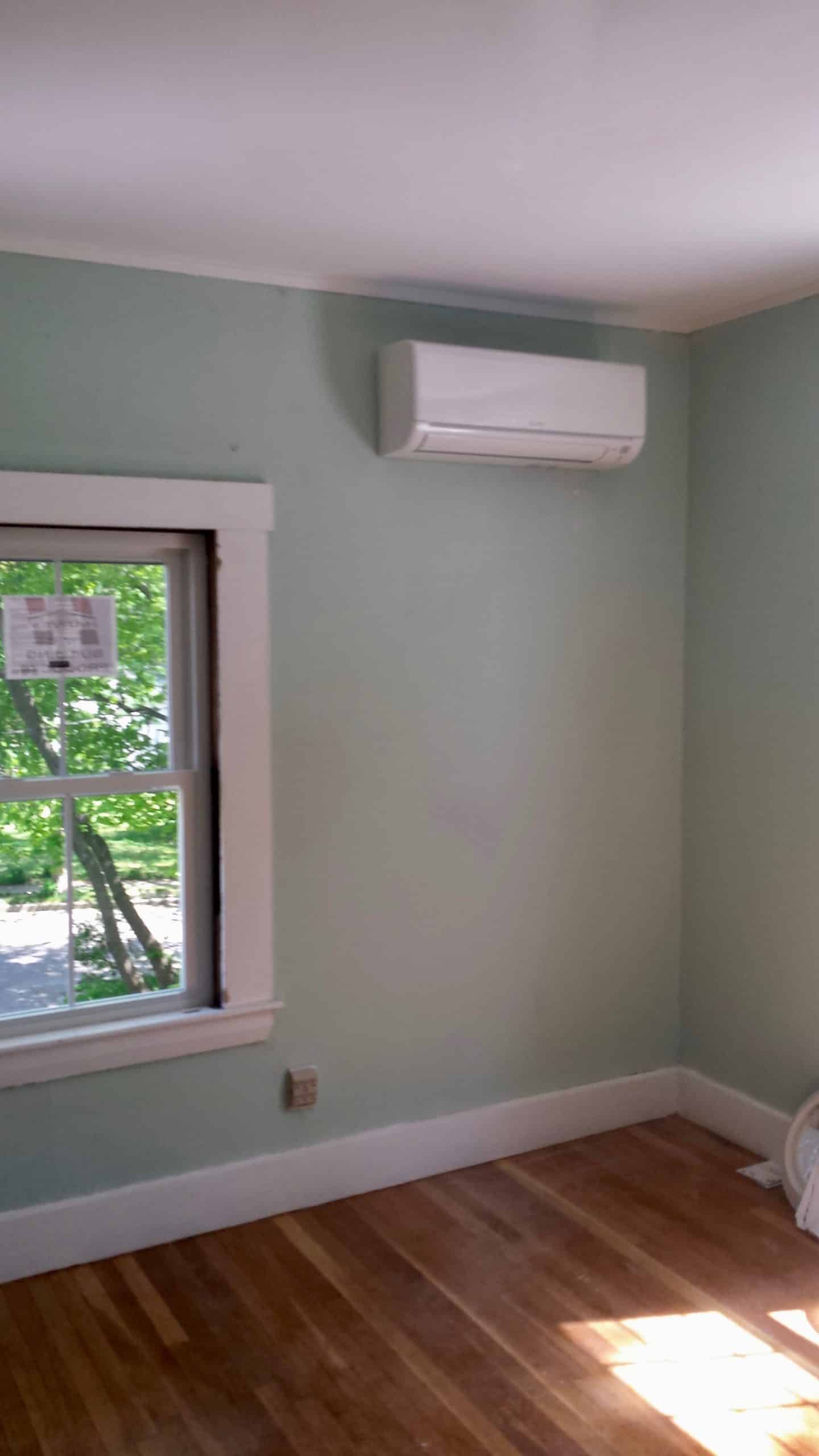 Indoor example of ductless AC wall mounted unit.