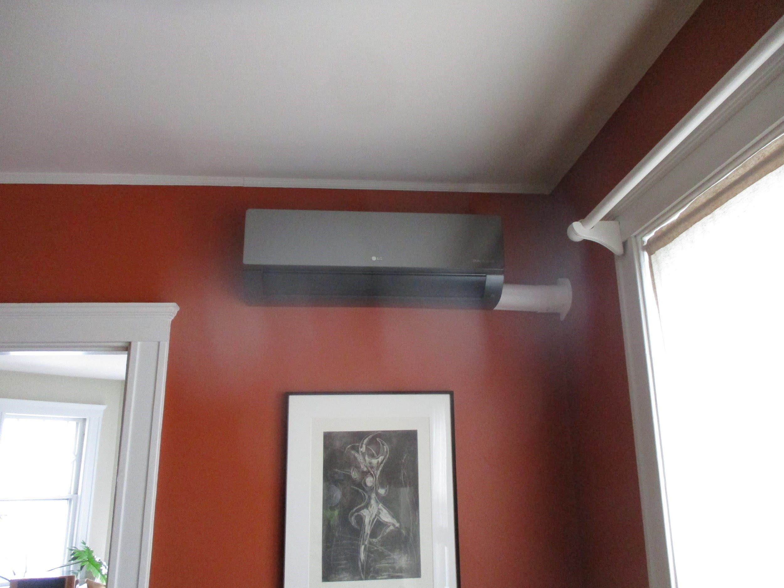 Example of an LG ductless wall AC installed in apartment. 