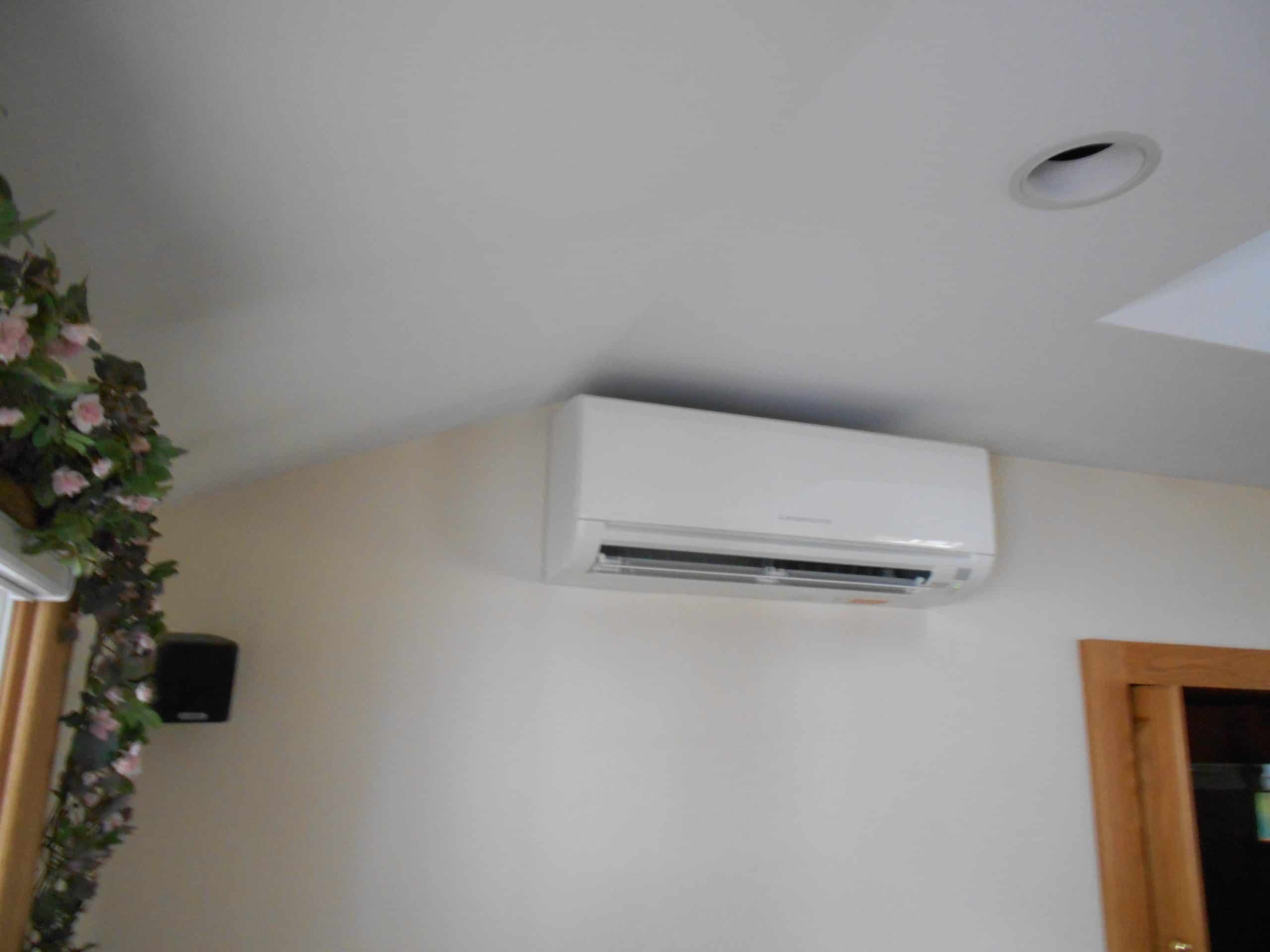 Ductless HVAC unit installation in a Concord, MA ranch home