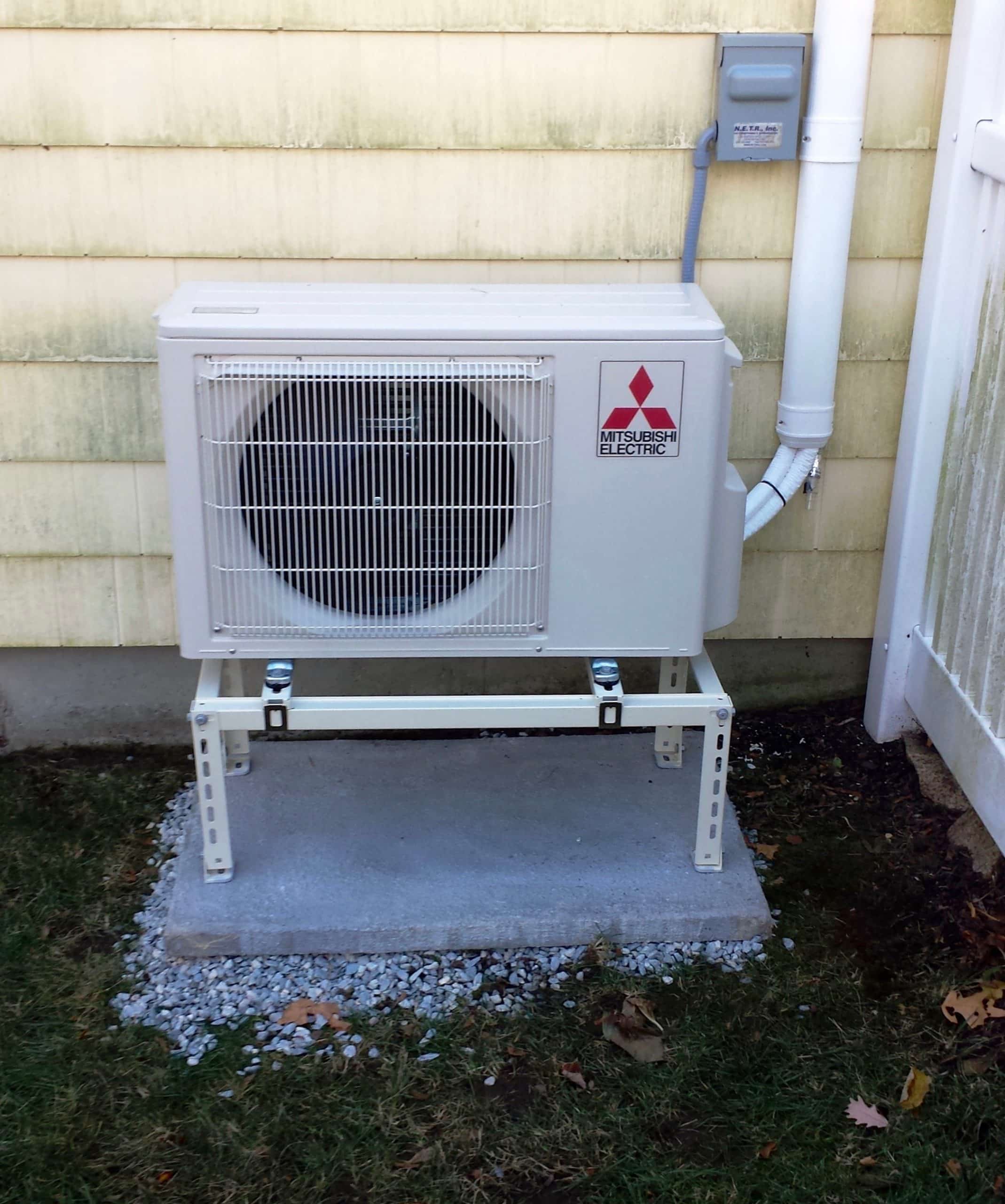 Outdoor condenser for ductless heat pump system. 