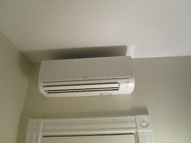 Example of an indoor ductless air conditioner installed in a condo.