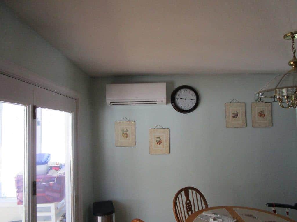 Mitsubishi ductless HVAC system lowers energy bills in Boxford, MA split-level