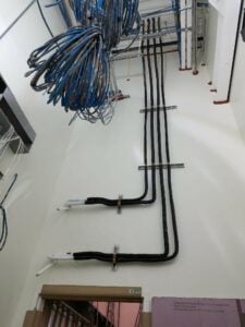 Refrigerant piping installed for the cooling system in Moderna electrical room. 