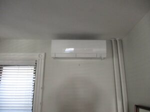 Example of an indoor Mitsubishi ductless AC unit installed in a home in Boston.