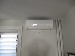 Example of an indoor Mitsubishi ductless AC unit installed in a home in Boston. 