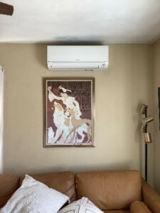 Mitsubishi ductless wall-mounted unit installed in a Melrose, MA home.