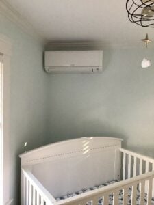 One of the ductless wall-mounted units in the nursery.