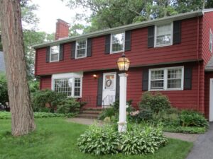 This colonial home in Andover, MA, gets a hybrid ductless and ducted heating and air conditioning system from N.E.T.R., Inc.