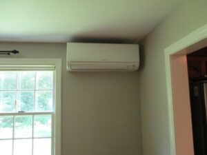 An example of an indoor ductless unit installed in an Andover, MA, home. 