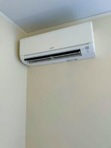 A Mitsubishi Electric wall unit installed by N.E.T.R., Inc.,. 