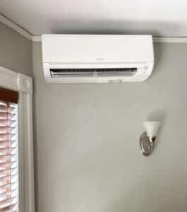 An example of an indoor ductless wall unit installed in multi-zone ductless heating and cooling system.