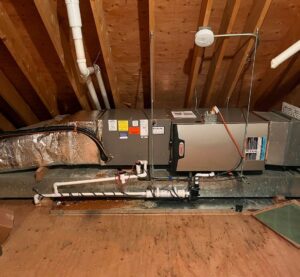 This example of the Lennox furnace replacement in the attic shows the seamless installation. 