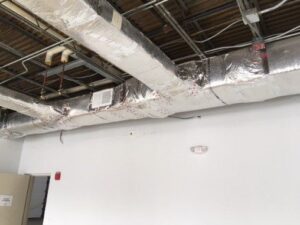 A ventilation system on the ceiling.