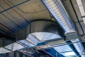 A large metal vent in a building.